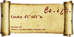 Csuka Ádám névjegykártya